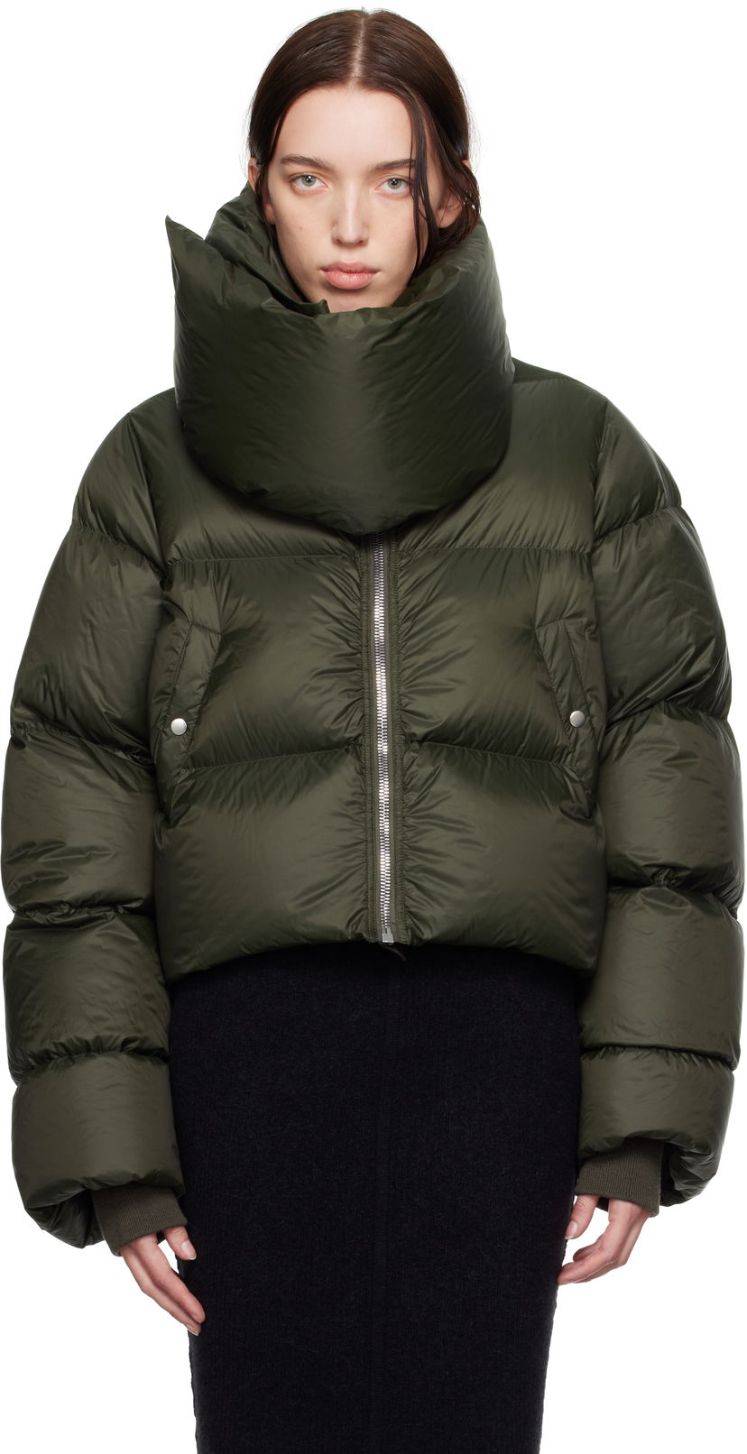 Pufferjacka Rick Owens Funnel Neck Down Grön | RO02D3774 NPD3
