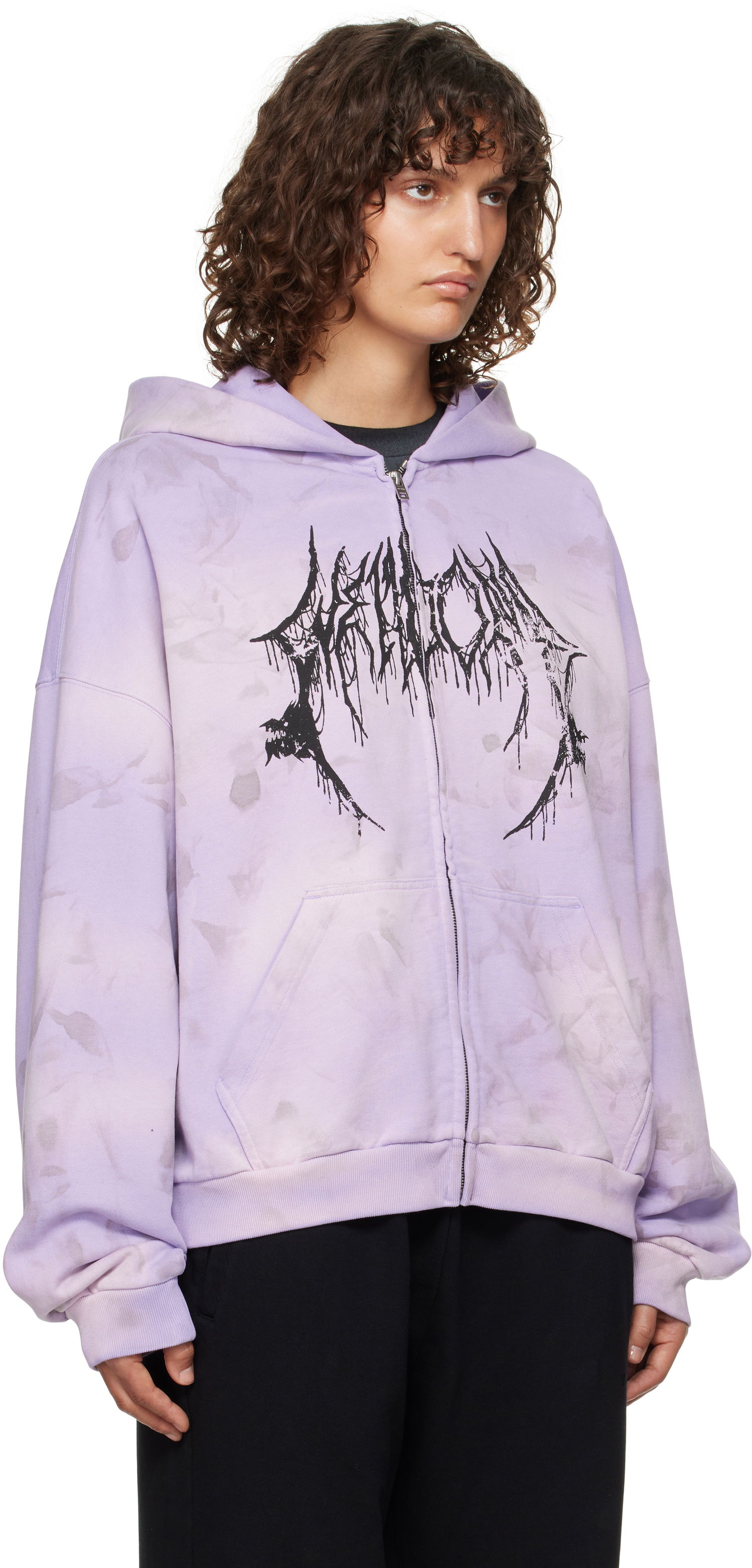 Sweatshirt We11done Graphic Print Zip-Up Hoodie Purpur | WD-TJ3-24-878-U-PP, 1