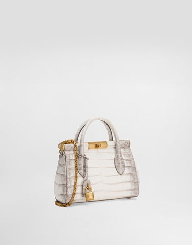 Handväska Dolce & Gabbana Dolce & Gabbana Mini Marlene Crocodile-Embossed Day Bag Vit | BB7744A2Y4080001, 2