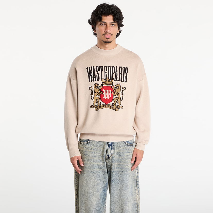 Sweater Wasted Paris Wasted Paris M Crest Sweater Beige | WP_000291