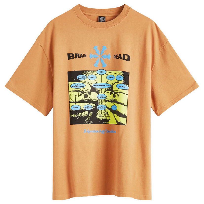 T-shirt Brain Dead Information Age Occultism T-Shirt, Size Large, by Brain Dead Orange | BDP25TO00044-CUN