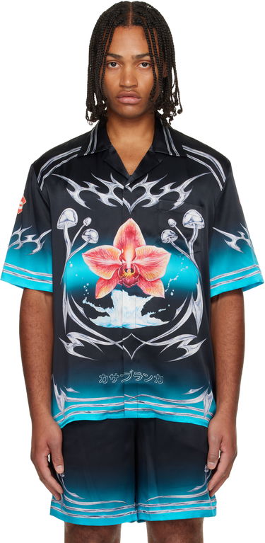 Skjorta Casablanca Casablanca Blades Orchid Mushroom Gradient Short Sleeve Silk Satin Shirt Flerfärgad | M-AW25-SH-003-03, 0