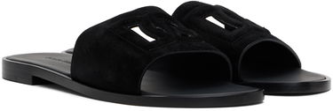 Tillbehör Dolce & Gabbana Dolce&Gabbana DG Logo Cutout Suede Slides Svart | CQ0625 AS915, 3