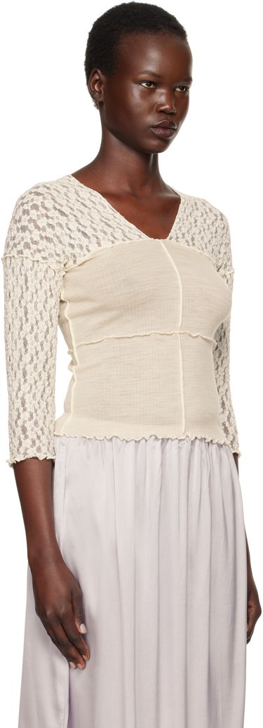 Crop top Baserange Nehru Long Sleeve T-Shirt Vit | TONLS-LA-SP25, 1