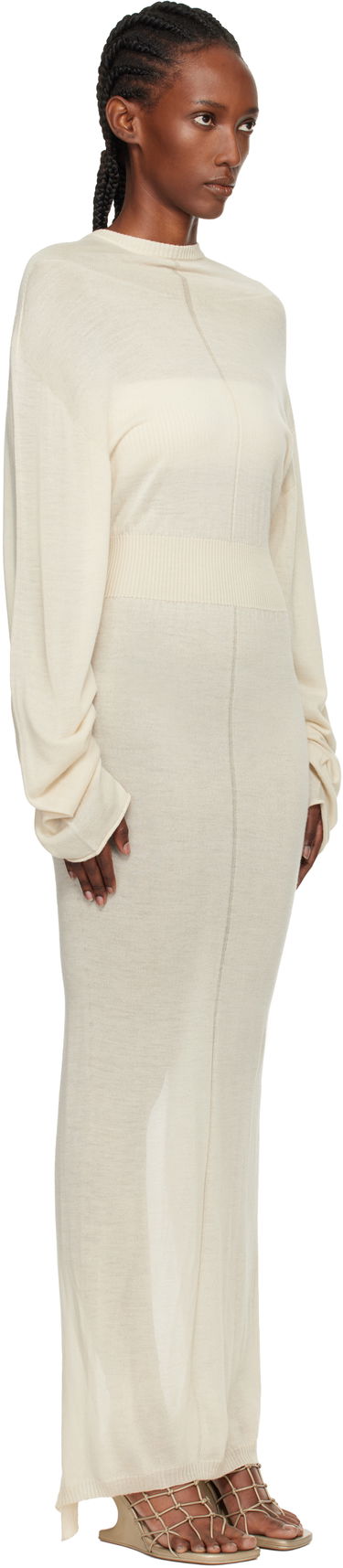 Klä Rick Owens Concordians Knit Hooded Maxi Dress Beige | RP02E4649 M, 1