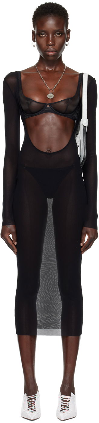 Klä Jean Paul Gaultier Jean Paul Gaultier Shayne Oliver Edition Mesh Midi Dress Svart | 24/27-F-RO187I-T001-0000