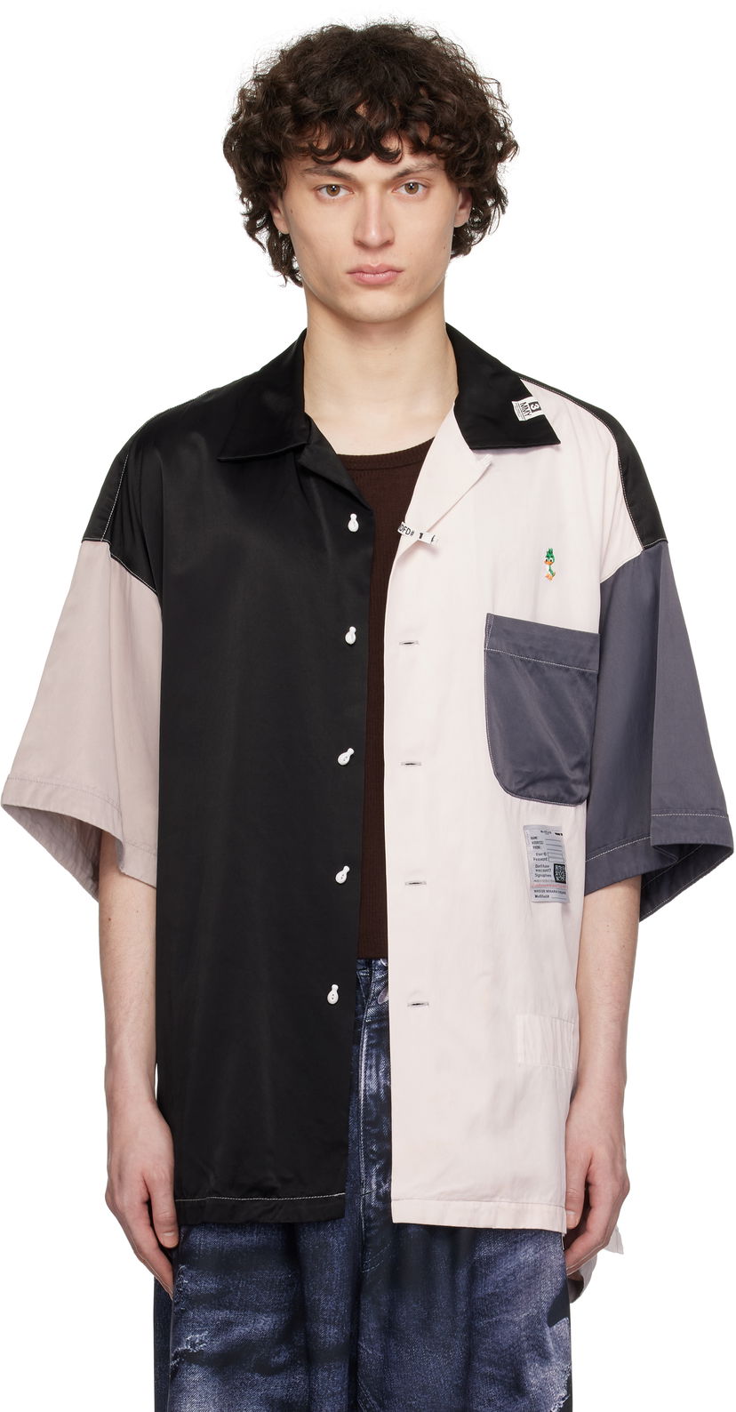 Skjorta Maison MIHARA YASUHIRO MIHARA YASUHIRO Crazy Pattern Short-Sleeve Shirt Svart | J14SH185