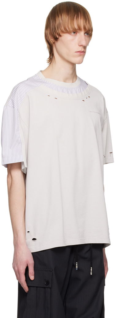 T-shirt Feng Chen Wang Feng Chen Wang Distressed T-Shirt Beige | FMS15TS03G, 3