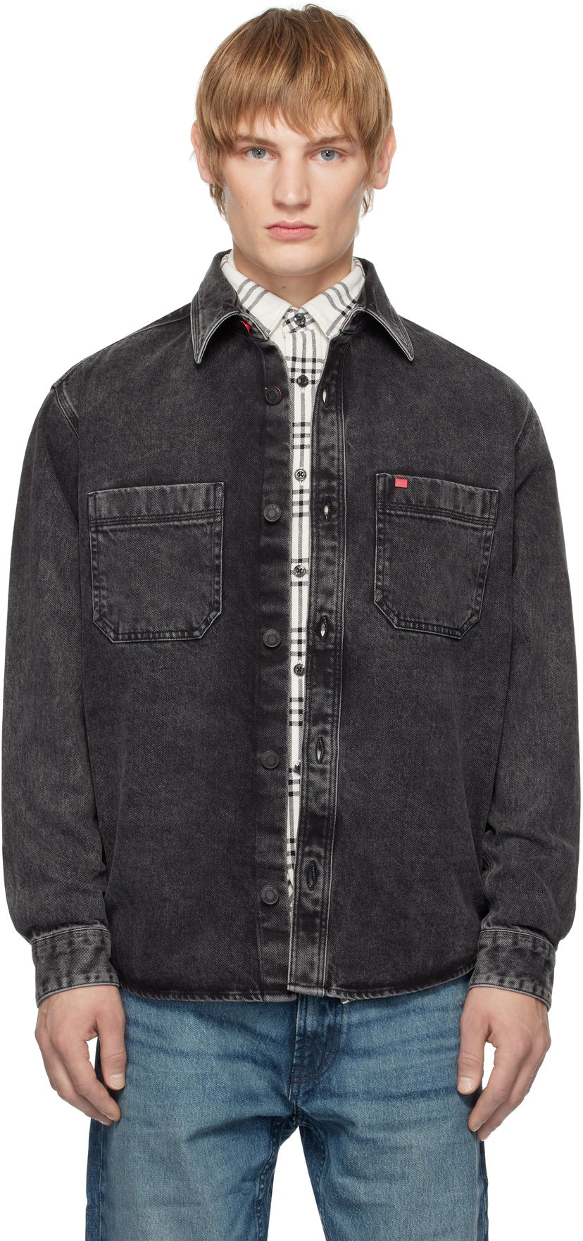 Skjorta BOSS Faded Denim Shirt Svart | 50534220