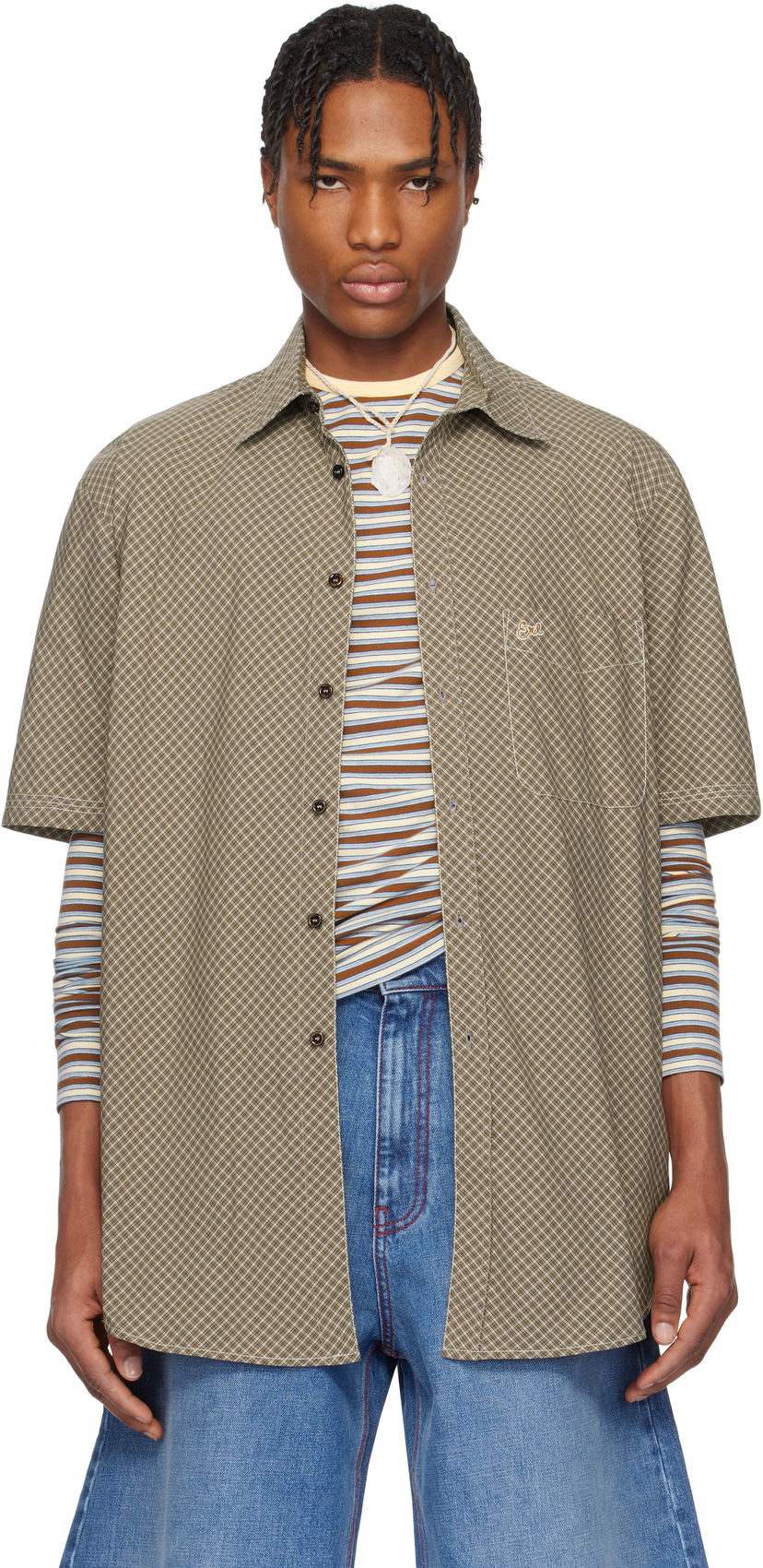 Skjorta ERL ERL Mini Plaid Short Sleeve Shirt Grön | ERL10B011