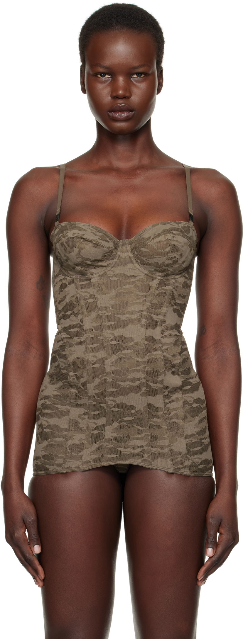 Kropp Diesel Camo Lace Slip Corset Grön | A15609 0LKBX