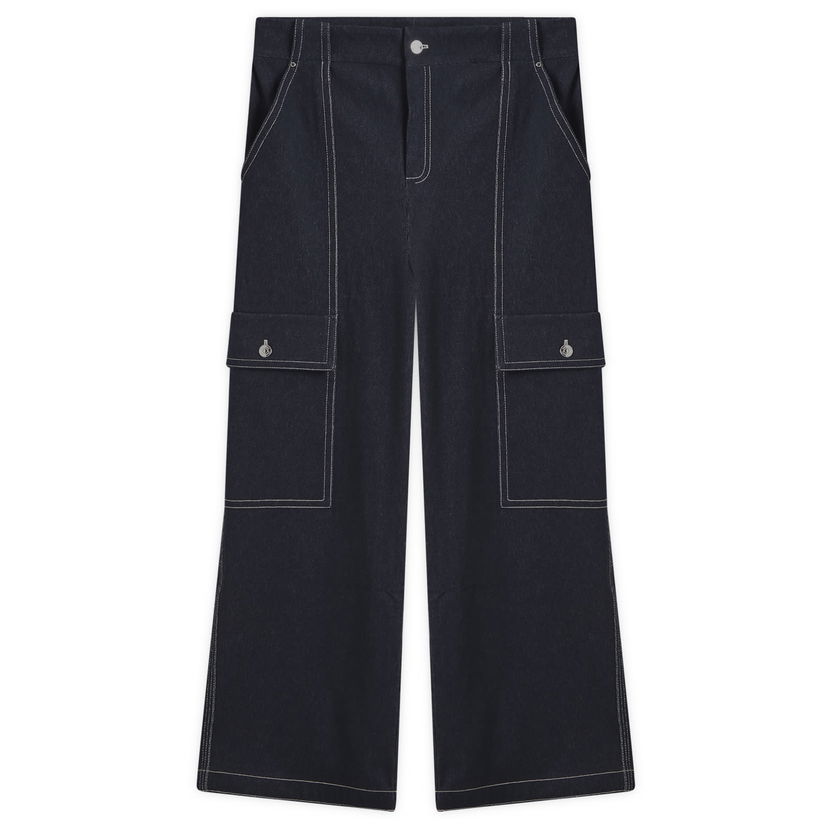 Cargo byxor Max Mara Max Mara Colle Cargo Wide-Leg Jeans, Size Large Mörkblå | 2511781028600-Indigo