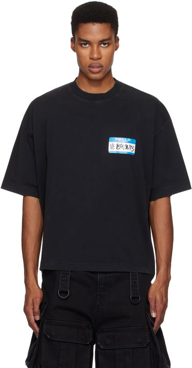 T-shirt VETEMENTS My Name Sticker Cropped Boxy T-Shirt Svart | UA66TR710B, 0