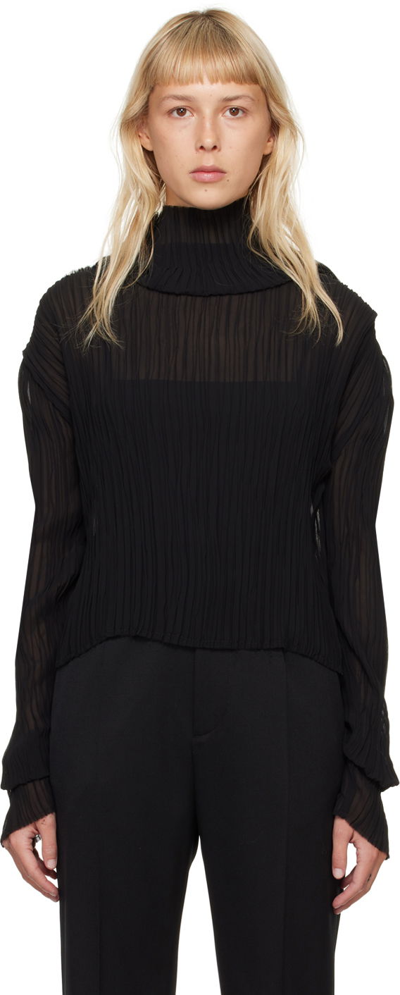 Sweater Maison Margiela MM6 Pleated Turtleneck Svart | S52NH0012 S78565