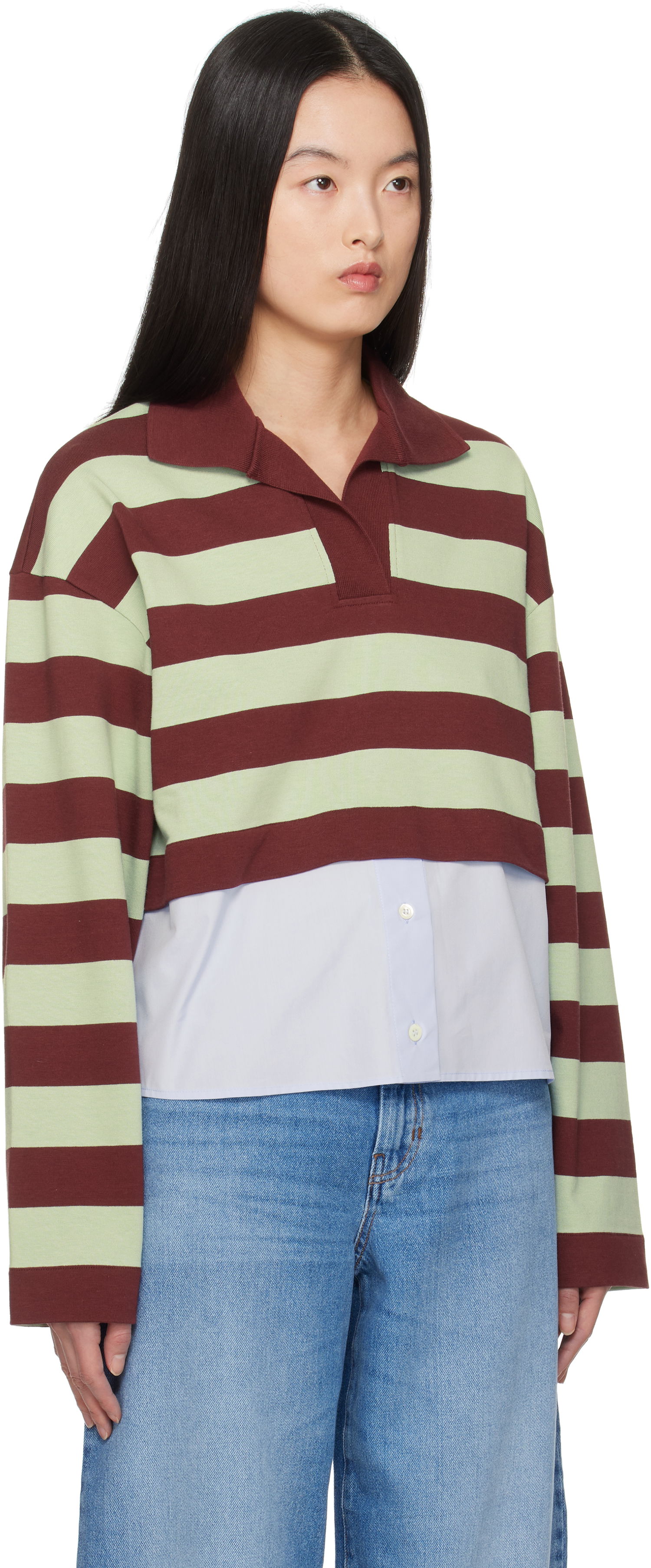 Sweater Max Mara Weekend Max Mara Halle Cropped Striped Polo Grön | 2515951021600, 1