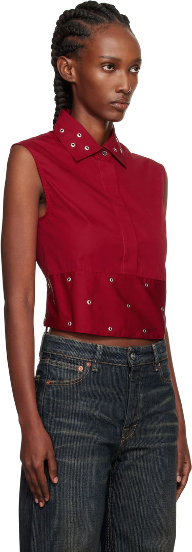 Crop top OUR LEGACY Sleeveless Collared Eyelet Crop Girdle Top Röd | W4252GLR, 1