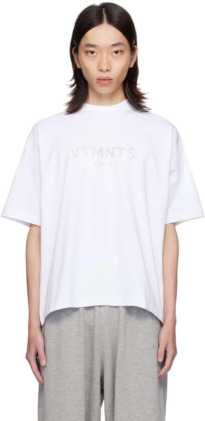 T-shirt VETEMENTS VTMNTS Paris Crystal T-Shirt Vit | VL22TR300W, 0