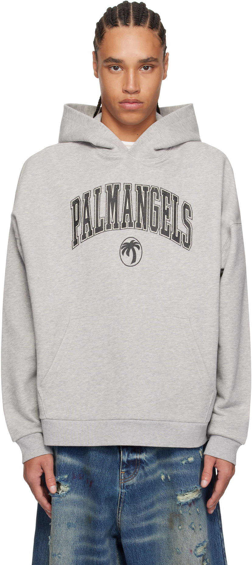 Sweatshirt Palm Angels Palm Angels College Logo Hoodie Grå | PMBB155S25FLE0010810