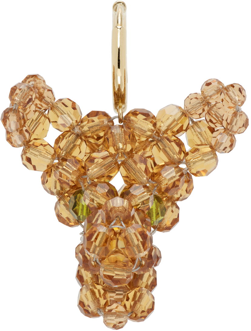 Örhängen Simone Rocha Simone Rocha Creature Trophy Head Beaded Single Earring Gul | ERG511-M 0903