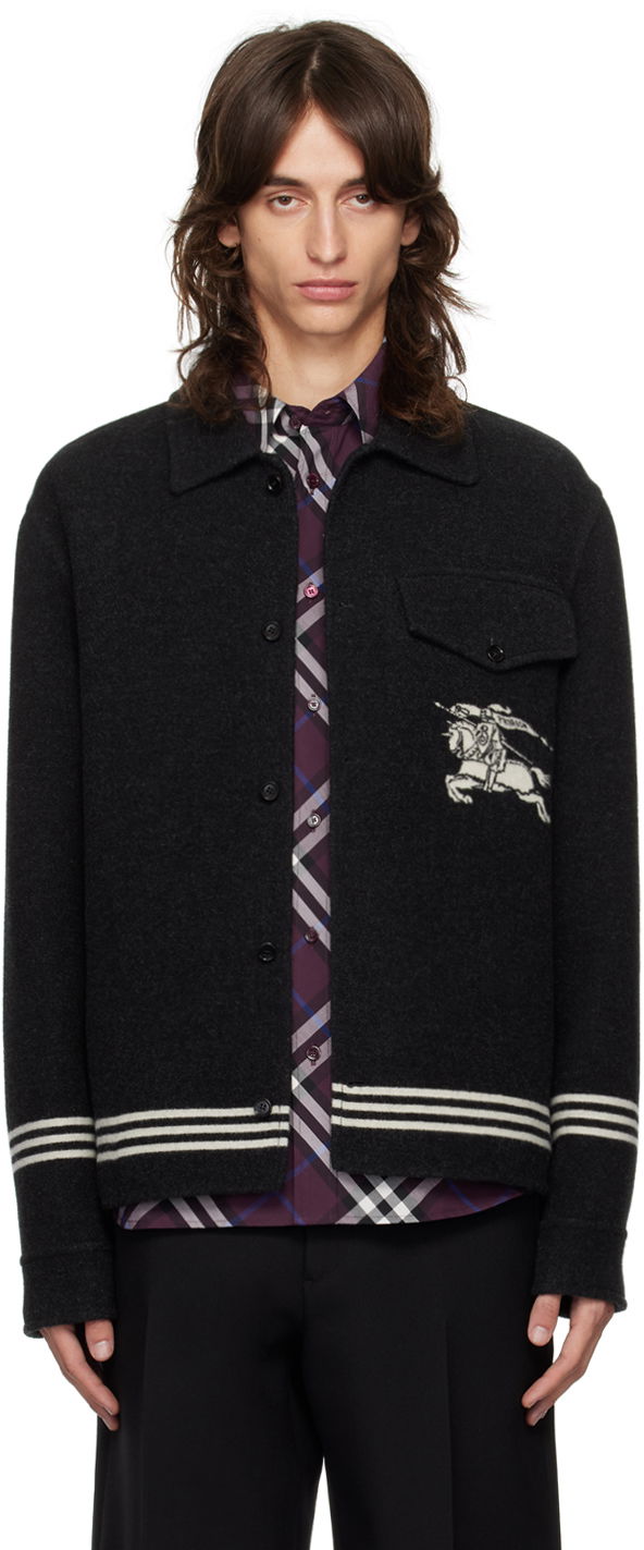 Jacka Burberry Gray EKD Wool Jacket Svart | 8095244