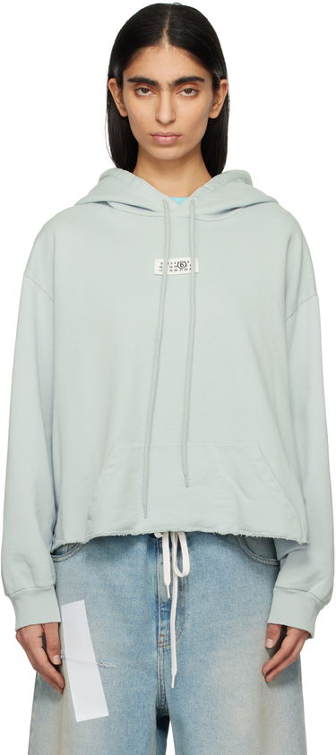 Sweatshirt Maison Margiela MM6 Maison Margiela Raw Hem Logo Hoodie Grön | S52GU0235 M25012, 0