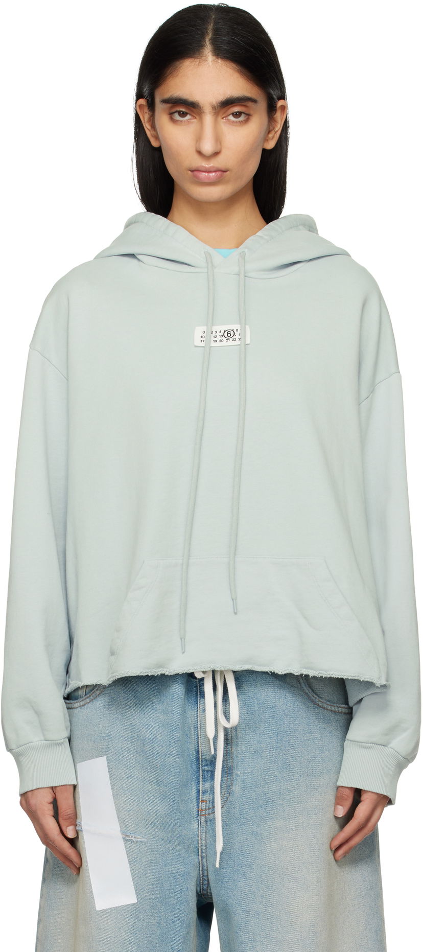 Sweatshirt Maison Margiela MM6 Maison Margiela Raw Hem Logo Hoodie Grön | S52GU0235 M25012