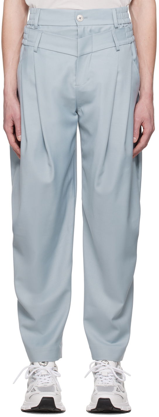 Byxor Feng Chen Wang Feng Chen Wang Double Waistband Trousers Blå | FUS15TR05