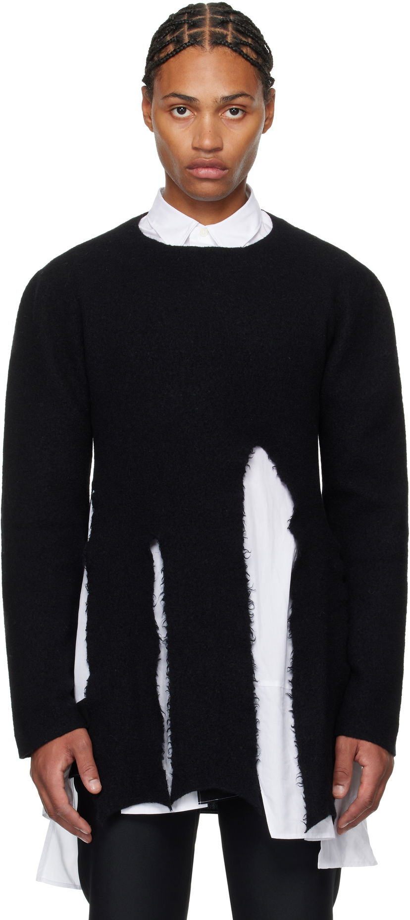Sweater Comme des Garçons Crewneck Wool Sweater Svart | PN-N008-051