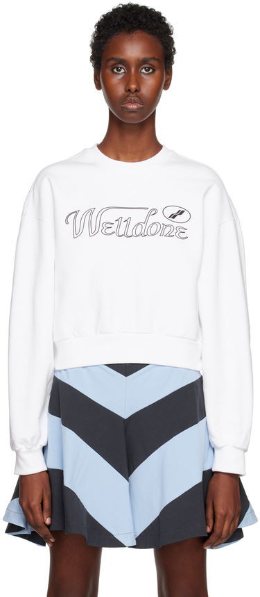 Sweatshirt We11done Cropped Graphic Sweatshirt Vit | WD-TS3-22-860-W-WH, 0