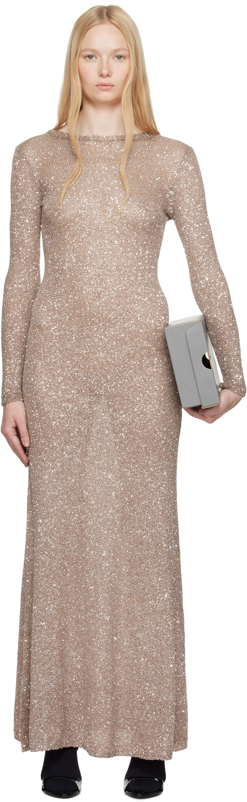 Klä Balenciaga Balenciaga Sequin Maxi Dress Beige | 818990 T7196