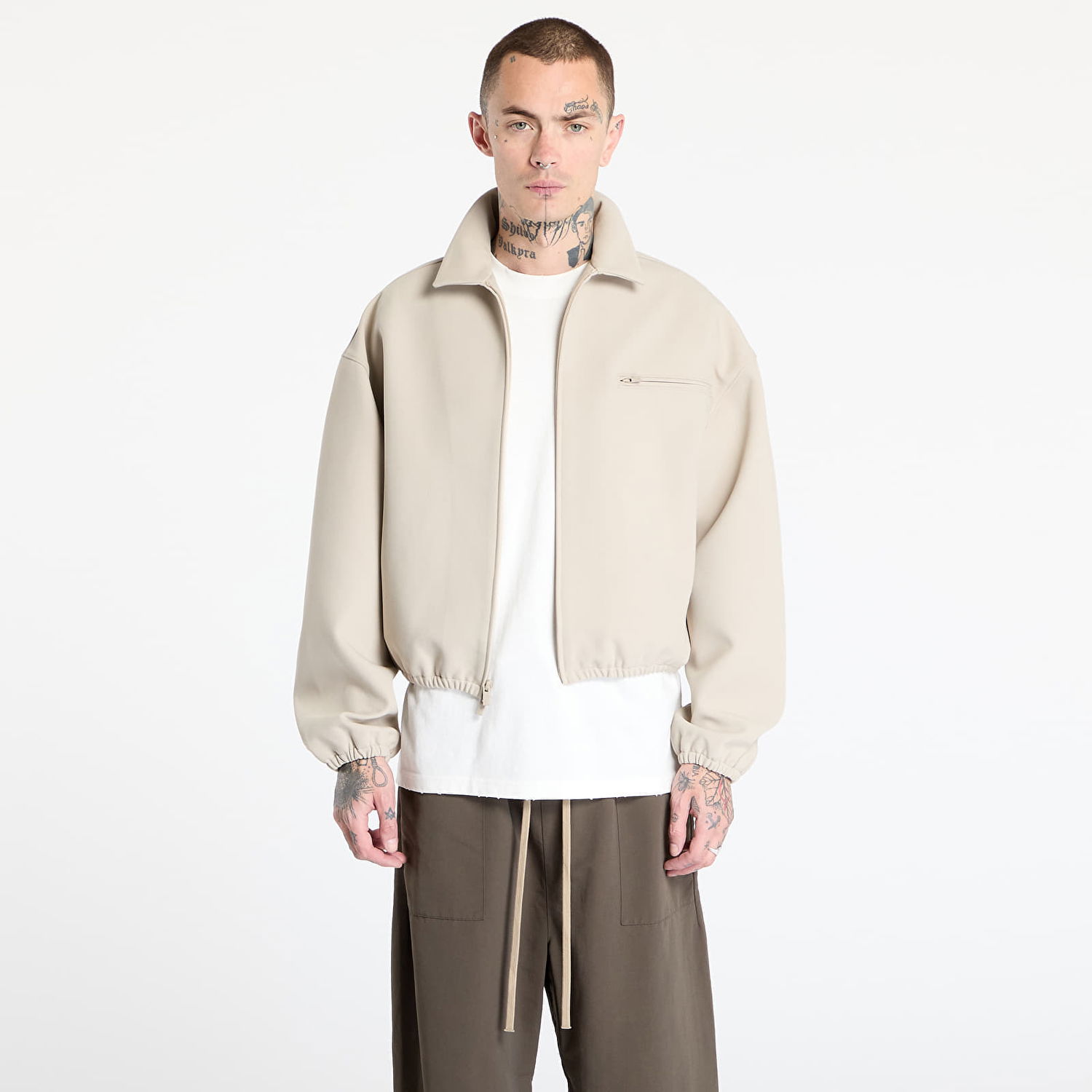 Jacka Fear of God Fear of God Essentials Bonded Canvas Zip-Up Jacket Beige | 202SP258061F-198, 0