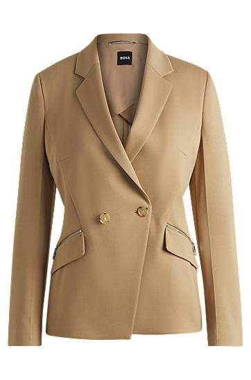 Jacka BOSS Slim Fit Blazer with Zipped Pockets Beige | 50530885