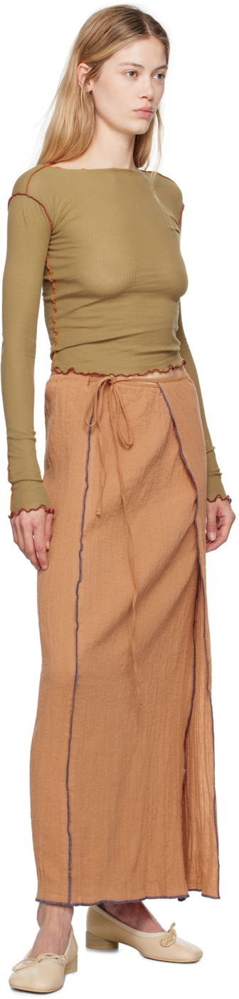 Kjol Baserange Maxi Skirt with Front Slits Beige | SKSKW-CL-AU24, 3