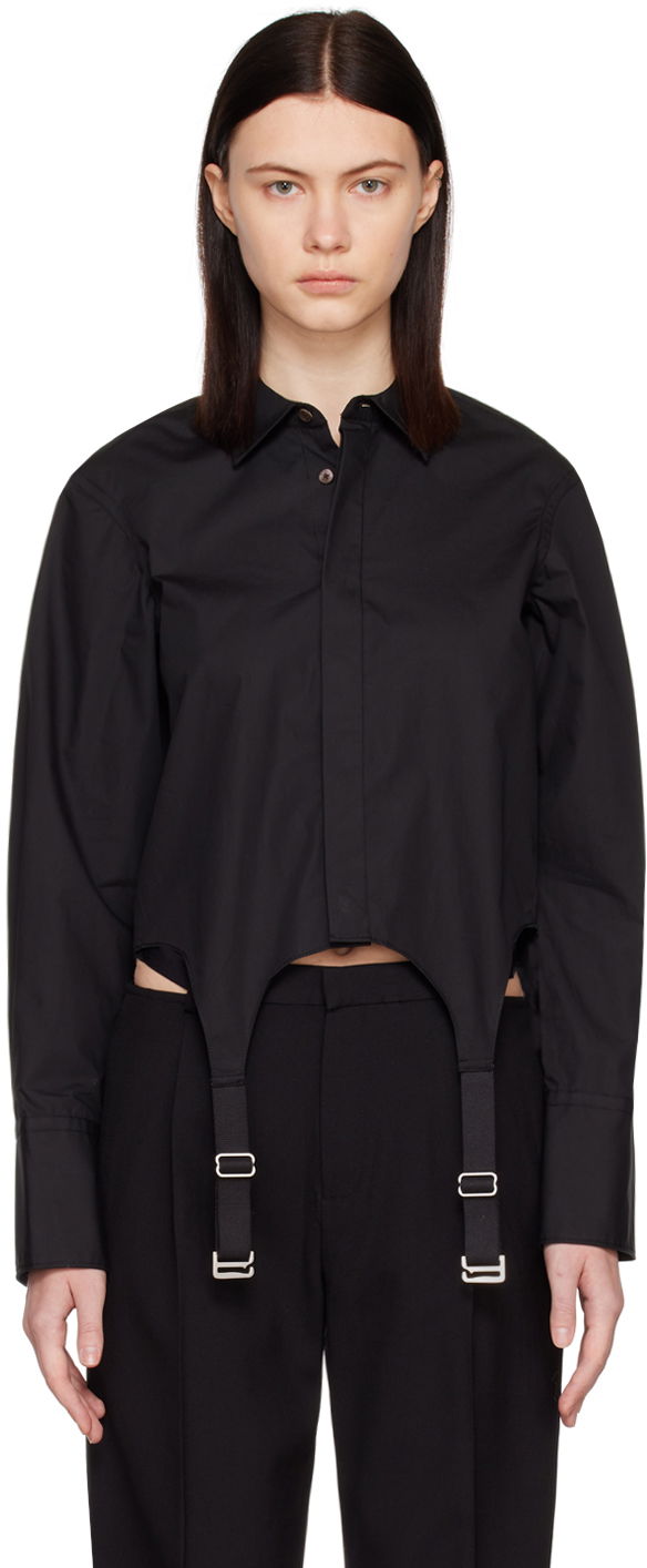 Skjorta Dion Lee Garter Crop Shirt Svart | C5029R23