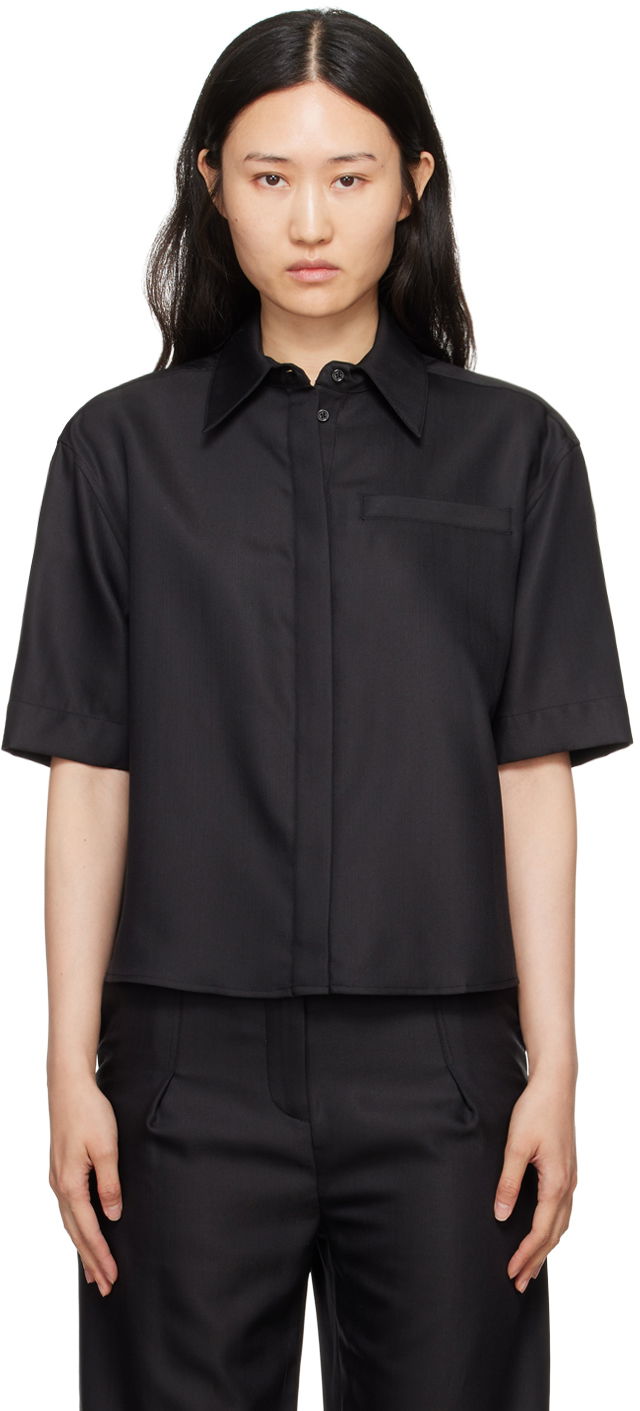 Skjorta Loulou de Saison Loulou de Saison Idana Short Sleeve Shirt Svart | IDANA