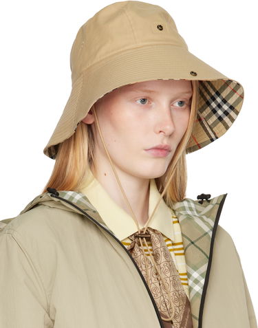 Hatt Burberry Burberry Check Brim Gabardine Bucket Hat Beige | 8112365, 1