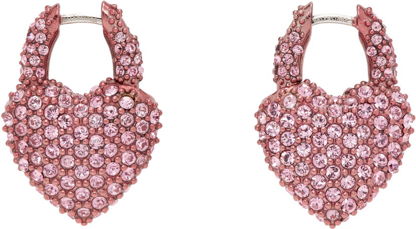 Örhängen Balenciaga Balenciaga Minnie Heart Crystal Earrings Rosa | 811879 TZ63V