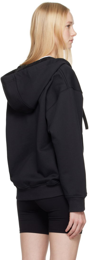 Sweatshirt Marine Serre Marine Serre Moon Logo Fleece Zip-Up Hoodie Svart | UST017B CJER0075, 2