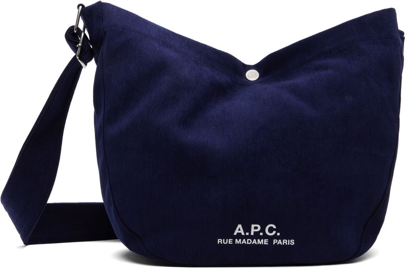 Axelväska A.P.C. A.P.C. Journal Corduroy Satchel Mörkblå | PSALI-M61939