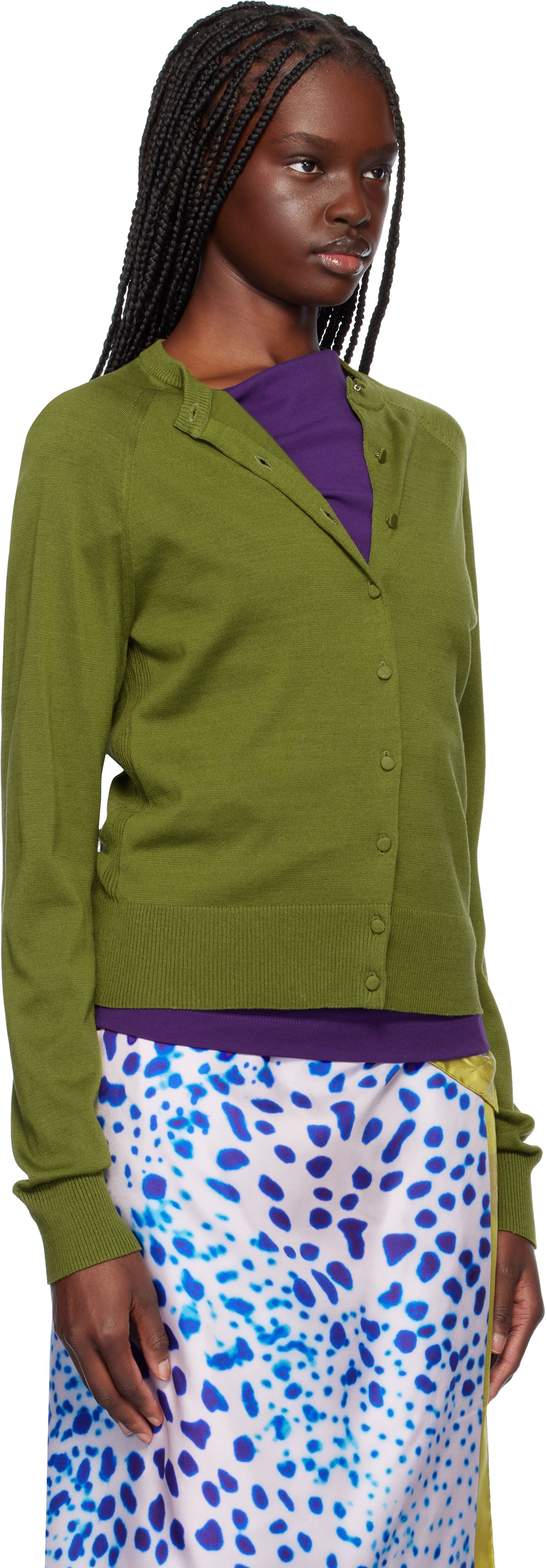 Sweater Dries Van Noten Dries Van Noten Cotton Knit Cardigan Grön | 251-011207-1702, 1