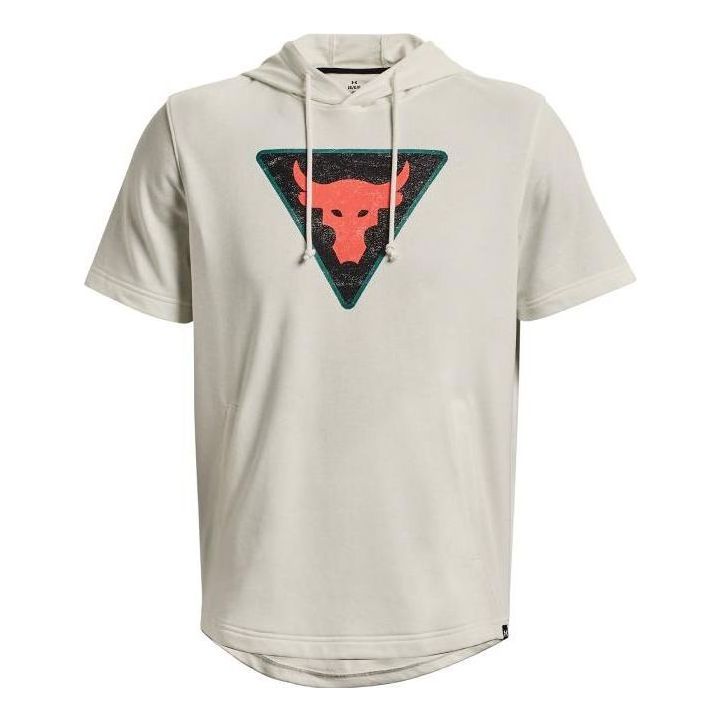 Sweatshirt Under Armour Project Rock Men's Terry Short Sleeve Hoodie Vit | 1378019-130, 0