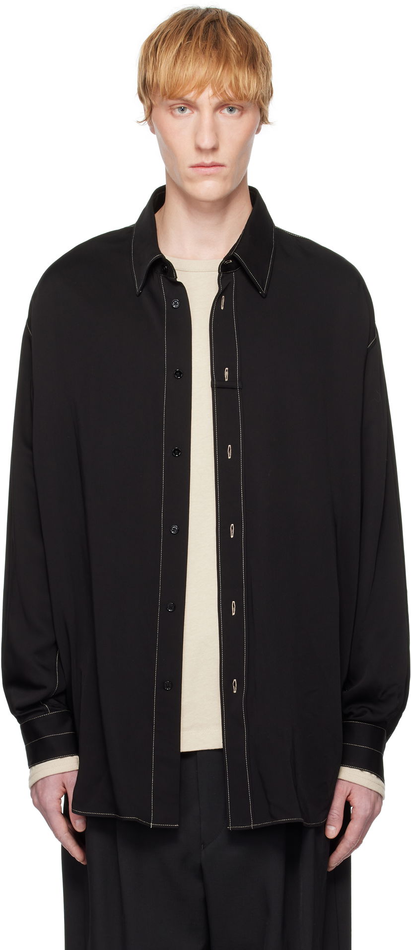 Skjorta LEMAIRE Lemaire Loop Button-Up Shirt Svart | SH1169 LF1392