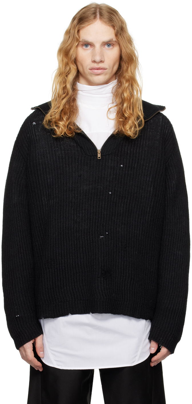 Sweater Maison Margiela Shetland Knit Sweatshirt Svart | S67HL0008 M13024
