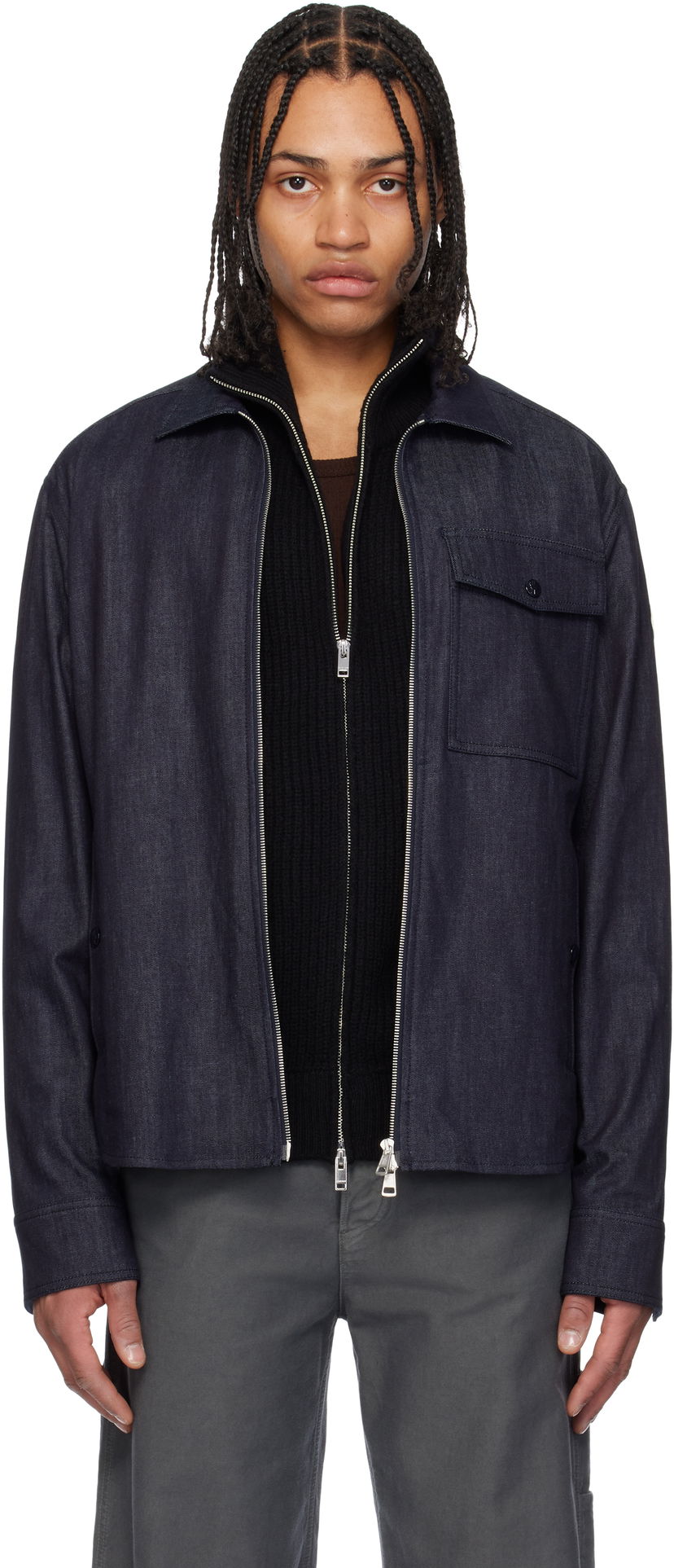 Jacka Moncler Moncler Long Sleeve Zip-Up Denim Jacket Blå | K10912F00017M6688