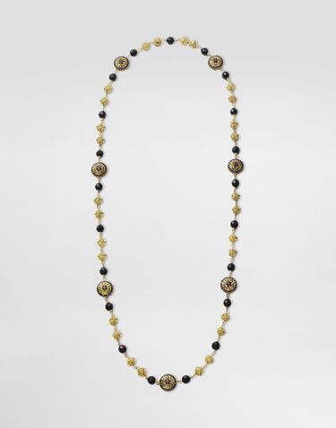 Halsband Dolce & Gabbana Dolce & Gabbana Sicily 18K Gold, Black Sapphires & Jade Necklace Svart | WNKS1GWSABKZOO00, 0