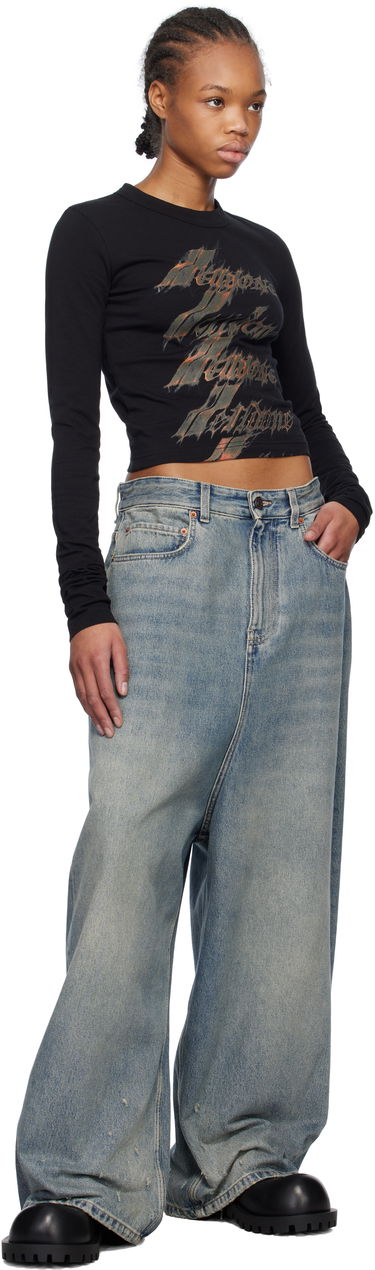 Crop top We11done We11done Spark Graphic Long Sleeve Crop T-Shirt Svart | WD-TT0-25-750-W-BK, 3