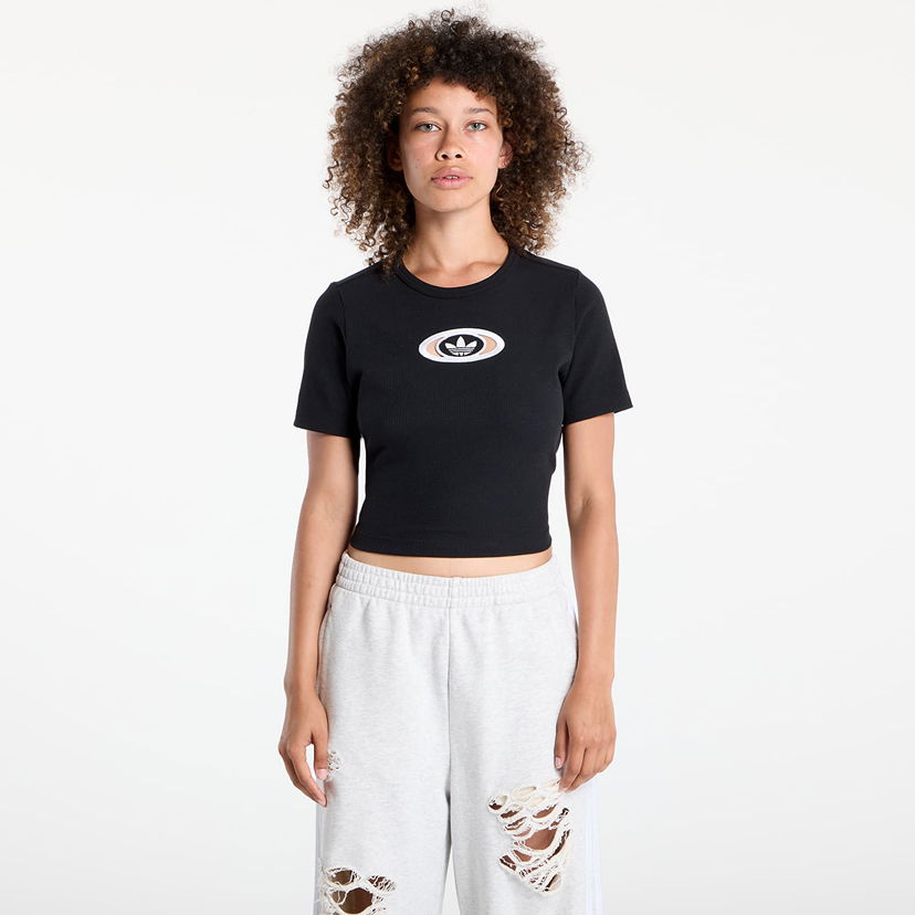 Crop top adidas Originals adidas Originals Campus 2000 Rib Crop T-Shirt Svart | KC8804