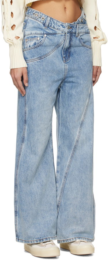Jeans Feng Chen Wang Feng Chen Wang Cross Waistband Wide Leg Jeans Blå | FUS17TR02B, 1