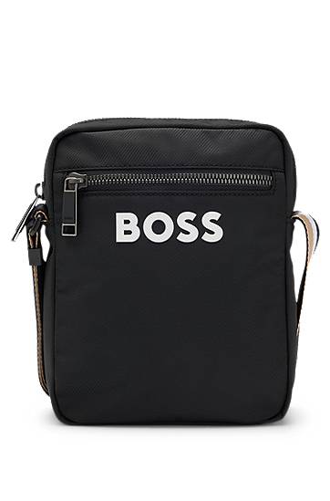 Axelväska BOSS BOSS Crossbody Bag with Signature-Stripe Strap Svart | 50511961