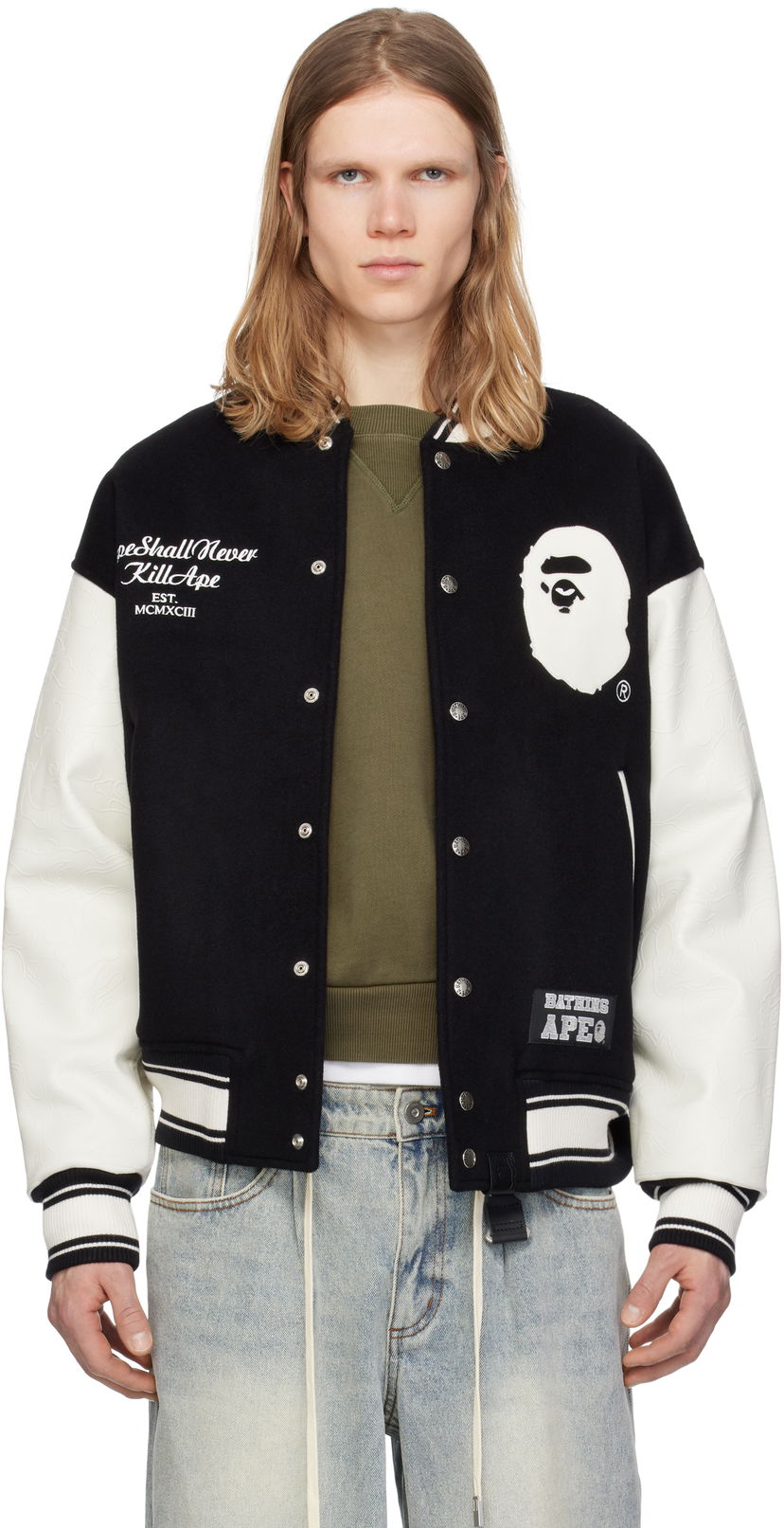 Bomberjacka BAPE A Bathing Ape Varsity Bomber Jacket Svart | 001HJK701301N